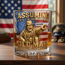 Load image into Gallery viewer, Assuming I'm Just an Old Man - Funny Veteran Round Glass - Personalized Gift for Veterans