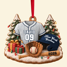 Load image into Gallery viewer, “Celebrate Your Passion for Sport!” - Batter Up Wood Effect Ornament, Personalized Gifts for Sports Lovers