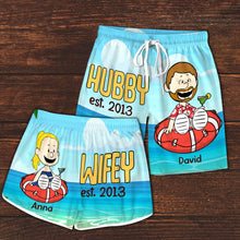 Load image into Gallery viewer, Personalized Couple Matching Shorts - Fun & Unique Design Beach Shorts PopCulturePrints