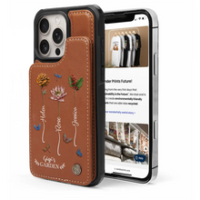 Load image into Gallery viewer, Celebrate Her Unique Bloom - Personalized Leather Flip Wallet Phone Case for Grandma Leather Flip Wallet Phone Case PopCulturePrints