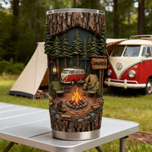 Load image into Gallery viewer, "Embrace the Great Outdoors" - Campfire Adventure 20oz Tumbler - Personalized Gift for Camping Lovers Tumbler Cup PopCulturePrints