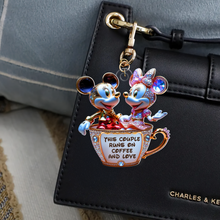 Load image into Gallery viewer, "This Couple Runs on Coffee and Love" - Personalized Mouse Couple Keychain for Couples Keychains PopCulturePrints