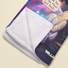Load image into Gallery viewer, Love You to the Moon and Back - Cosmic Couple Blanket Personalized Blanket PopCulturePrints