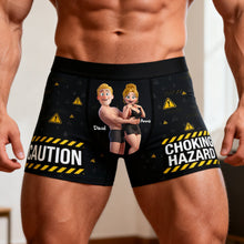 Load image into Gallery viewer, Caution: Choking Hazard - Fun Personalized Boxer for Him Boxer Briefs PopCulturePrints