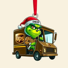 Load image into Gallery viewer, Personalized Christmas Ornament for Postal Workers - Grinch Mailman Ornament PopCulturePrints