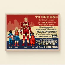 Load image into Gallery viewer, Hero Dad Personalized Canvas Print Poster & Canvas PopCulturePrints
