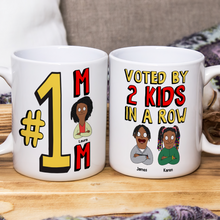 Load image into Gallery viewer, #1 Dad Coffee Mug - Voted by 3 Kids in a Row - Personalized Gift for Dads Coffee Mug PopCulturePrints