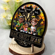 Load image into Gallery viewer, Home Sweet Home Family - Personalized 2-Layered Wooden Plaque with Stand Wooden Plaque PopCulturePrints