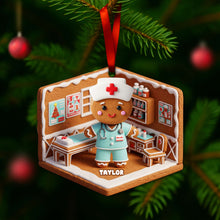 Load image into Gallery viewer, “Celebrate Care with a Touch of Sweetness” - Personalized Nurse Gingerbread Christmas Ornament - Unique Gift for Nurses, Healthcare Workers, and Holiday Celebrations Ornament PopCulturePrints