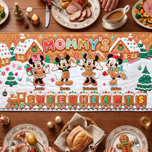 Load image into Gallery viewer, "Mommy's Sweethearts" - Personalized Gingerbread Family Quilted Table Runner - Perfect Gift for Moms and Grandmas Quilted Table Runner PopCulturePrints