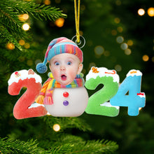 Load image into Gallery viewer, Baby's First Christmas 2024 Photo Ornament Ornament PopCulturePrints