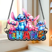 Load image into Gallery viewer, Personalized 'Ohana' Family Suncatcher Ornament Suncatcher PopCulturePrints