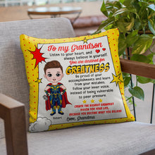 Load image into Gallery viewer, Personalized Inspirational Pillow for Grandson - Believe in Yourself Pillow PopCulturePrints