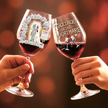 Load image into Gallery viewer, Together in This Nightmare - Gothic Wedding Wine Glass - Personalized Gifts for Couples Wine Glass PopCulturePrints