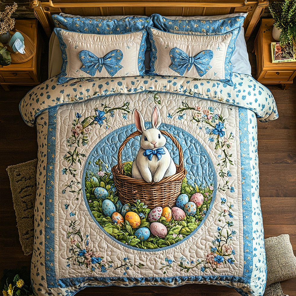 Easter Bunny Quilt Bedding Set for Bunny Lovers Blanket PopCulturePrints
