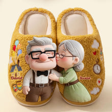 Load image into Gallery viewer, Adventure Of Love: "Together is Our Favorite Place to Be" - Personalized Couple Slippers - Gift for Partners and Loved Ones Shoes PopCulturePrints