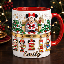 Load image into Gallery viewer, “Celebrate the Season with a Touch of Magic” - Cute Alphabet Christmas Accent Mug - Personalized Gift for Friends and Family Coffee Mug PopCulturePrints
