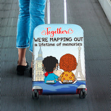 Load image into Gallery viewer, Personalized Luggage Cover for Couples - Together We're Mapping Out Memories Luggage Covers PopCulturePrints