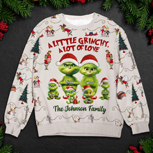 Load image into Gallery viewer, Personalized Family Grinch Christmas Sweater - A Little Grinchy, A Lot of Love AOP Products PopCulturePrints