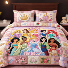 Load image into Gallery viewer, “Bring Enchantment to Your Child’s Room” - Lovely Fairy Tale Princesses Quilt Bedding Set - Personalized Gift for Kids