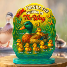 Load image into Gallery viewer, Mom, Thanks For Showing Us The Way - Personalized Mom Plaque Gift with Custom Names Shaped Plaques PopCulturePrints