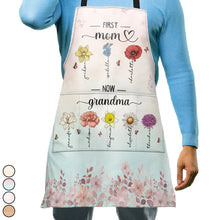 Load image into Gallery viewer, Grandma's Blooming Love: Birth Flower Personalized Apron - A Custom Gift for Mom & Grandma Apron PopCulturePrints