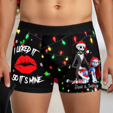 Load image into Gallery viewer, I Licked It, So It’s Mine - Freaky Skeleton Couple Christmas Boxers - Personalized Gifts for Him Boxer Briefs PopCulturePrints