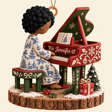 Load image into Gallery viewer, “Play the Melody of Love” - Personalized Pianist Girl Christmas Ornament - Custom Gift for Piano Lovers Ornament PopCulturePrints