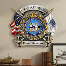 Load image into Gallery viewer, Honor Their Service with a Personalized Veterans Acrylic Wall Clock - Unique Gift for Military Families Hanging Wall Clock PopCulturePrints
