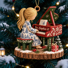 Load image into Gallery viewer, “Play the Melody of Love” - Personalized Pianist Girl Christmas Ornament - Custom Gift for Piano Lovers Ornament PopCulturePrints