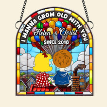 Load image into Gallery viewer, Personalized Suncatcher Ornament for Couples - 'I Wanna Grow Old With You' Suncatcher PopCulturePrints