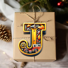 Load image into Gallery viewer, Personalized Fire Truck Christmas Ornament - Custom Alphabet Gift Ornament PopCulturePrints