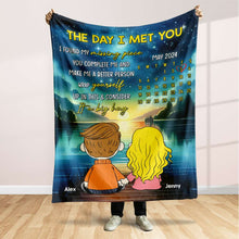 Load image into Gallery viewer, Personalized Cartoon Couple Blanket - The Day I Met You Blanket PopCulturePrints