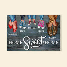 Load image into Gallery viewer, Personalized Family Shoe Canvas Art - 'Home Sweet Home' Design Poster & Canvas PopCulturePrints