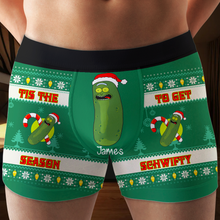 Load image into Gallery viewer, Personalized Naughty Christmas Men's Boxers | Funny Pickle Theme | Valentine's Day Gifts Boxer Briefs PopCulturePrints