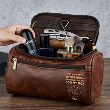 Load image into Gallery viewer, “Put your tools IN THIS BAG...” - Cheeky Leather Toiletry Bag, Personalized Gift for Him, Husband, Boyfriend Toiletry Bag PopCulturePrints