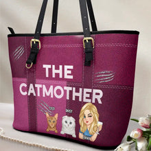Load image into Gallery viewer, The Catmother - Personalized Leather Tote Bag for Cat Lovers Leather Tote Bag PopCulturePrints