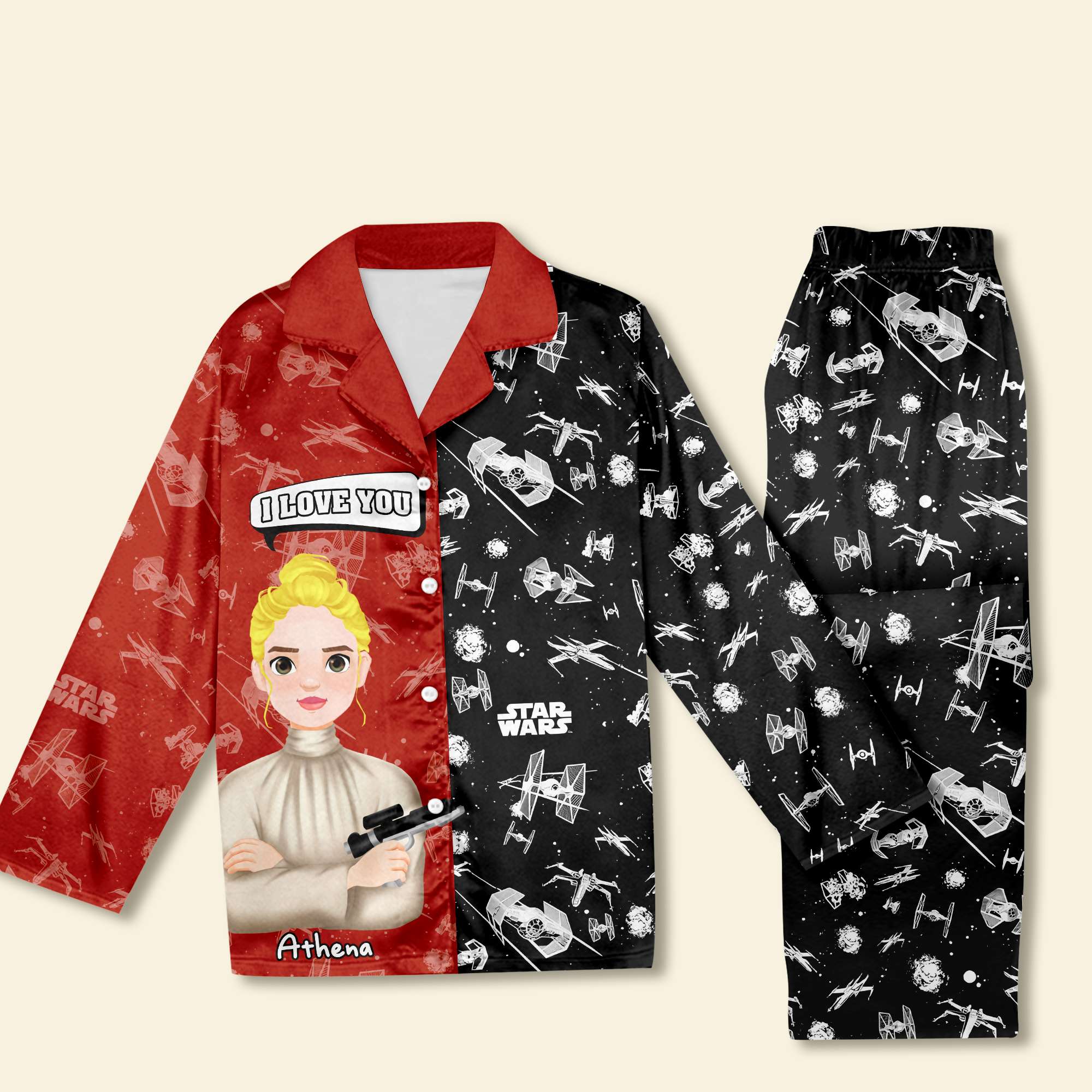 Personalized Star Wars Couple Pajama Set - Custom Button Up PJs Pajama Set PopCulturePrints