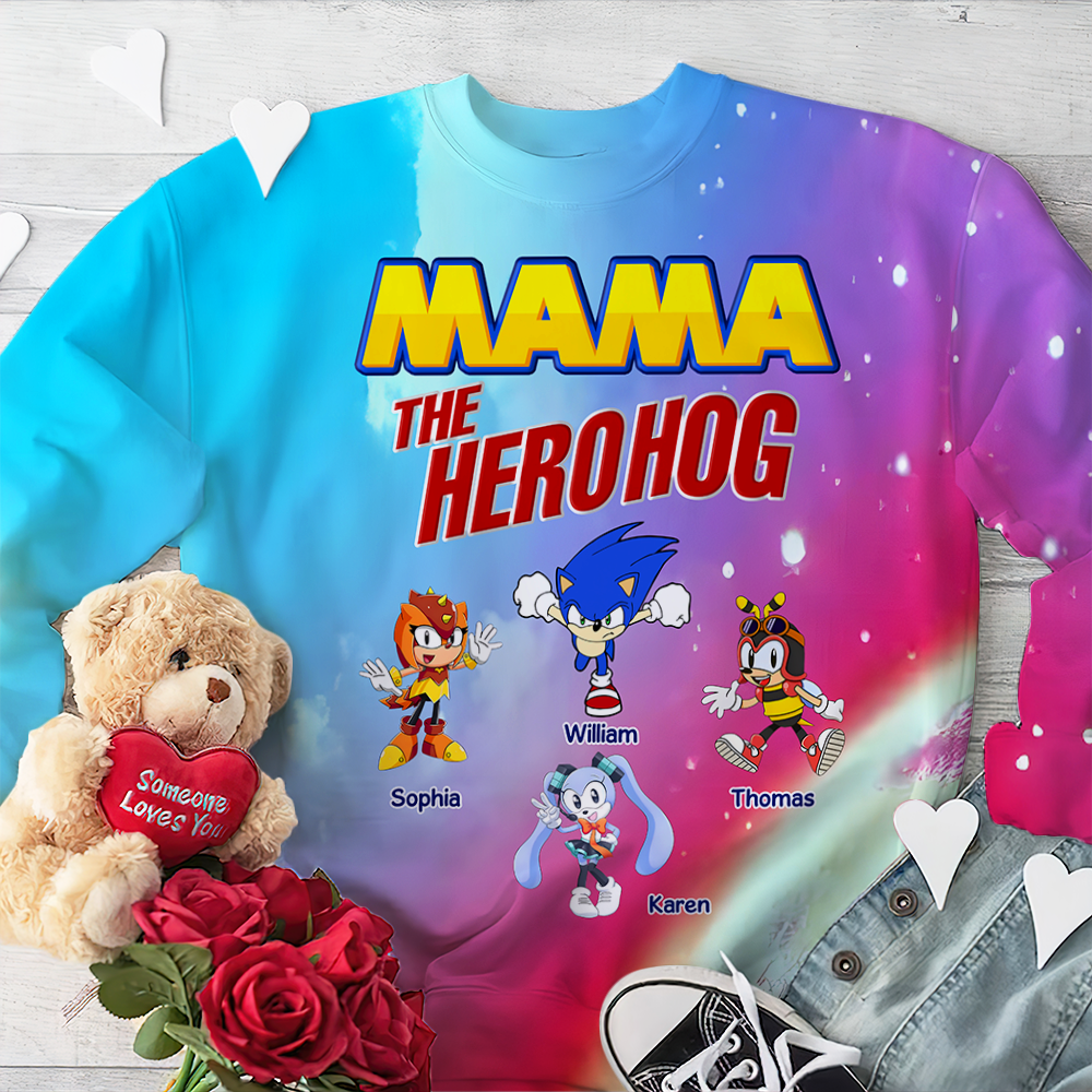 "Mom the Hero" - Personalized 3D Shirt for Moms, Gift for Her AOP Products PopCulturePrints