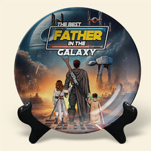 Load image into Gallery viewer, The Best Father in the Galaxy - Personalized Ceramic Round Plate Ceramic Round Plate PopCulturePrints