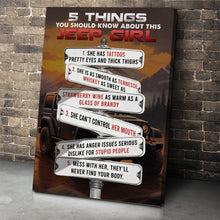 Load image into Gallery viewer, 5 Things You Should Know About This Jeep Girl - Wooden Sign Poster & Canvas PopCulturePrints
