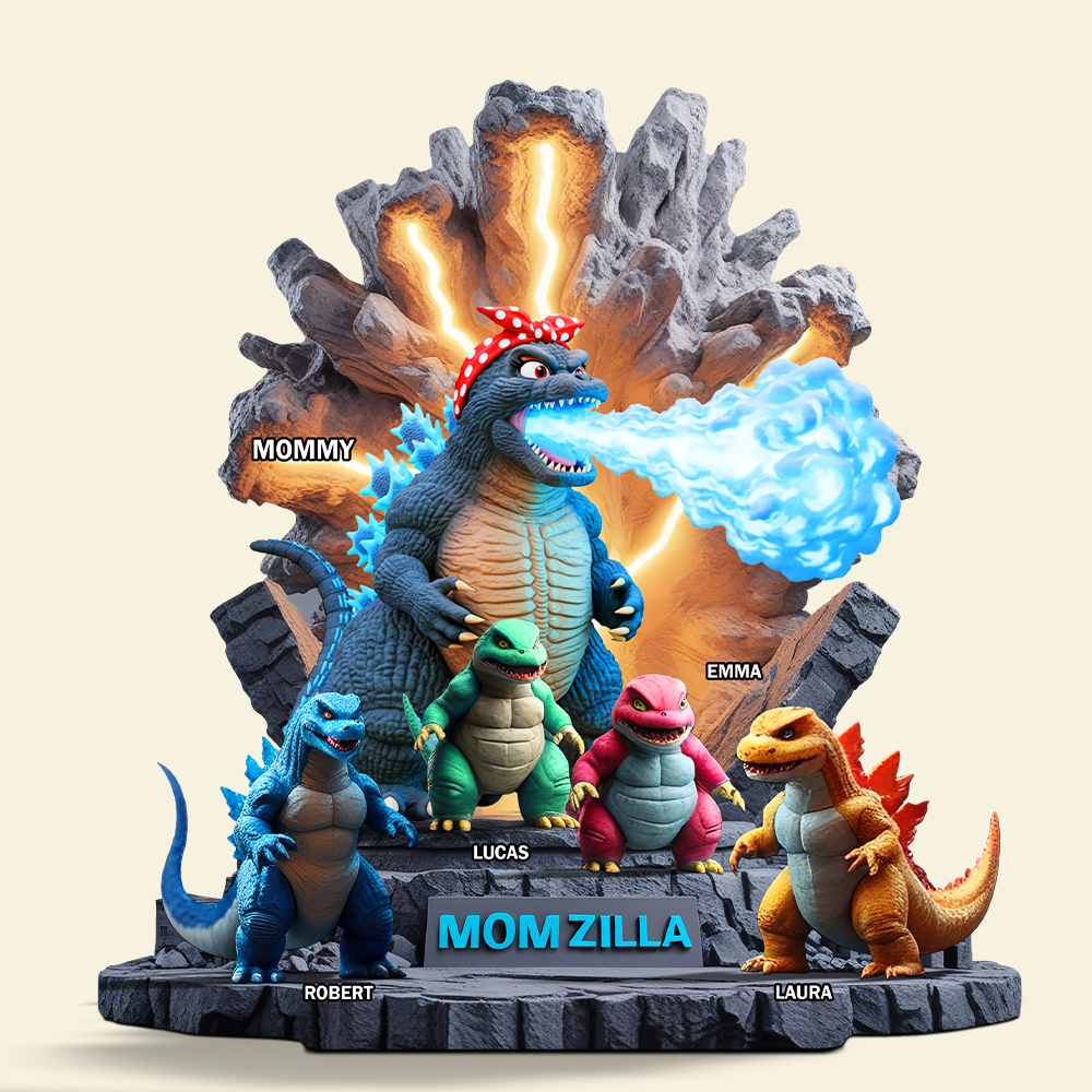 "Mom Zilla: Power Like No Other" - Personalized Acrylic Plaque - Gift for Mom, Grandma, and More Shaped Plaques PopCulturePrints