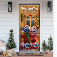 Load image into Gallery viewer, “Celebrate Family Love with a Personal Touch” - Blue Alien Family Door Cover - Customizable Gift for Families Door Covers PopCulturePrints