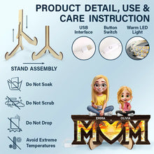 Load image into Gallery viewer, We Love You Mom 3D Cartoon - Personalized LED Light Wooden Plaque LED Light Wooden Plaque PopCulturePrints