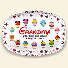 Load image into Gallery viewer, Personalized Grandma Cupcake Plate - You Bake The World a Better Place Resin Plate PopCulturePrints