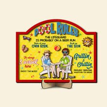 Load image into Gallery viewer, Relax and Enjoy: Personalized Pool Rules Wood Sign for Summer Lovers Wood Sign PopCulturePrints