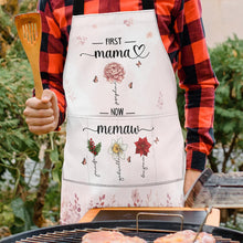 Load image into Gallery viewer, Grandma's Blooming Love: Birth Flower Personalized Apron - A Custom Gift for Mom & Grandma Apron PopCulturePrints