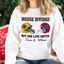Load image into Gallery viewer, Customizable Couple Shirt for Football Lovers - House Divided Design | Valentine's Day Gifts Shirts PopCulturePrints