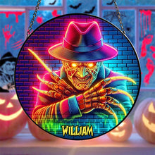 Load image into Gallery viewer, Personalized Halloween Horror Movie Stained Glass Ornament - Custom Name Gift Ornament PopCulturePrints