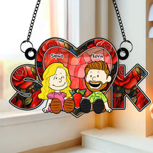 Load image into Gallery viewer, Personalized Couple Suncatcher Ornament | Heart-Shaped Custom Gift Ornament PopCulturePrints